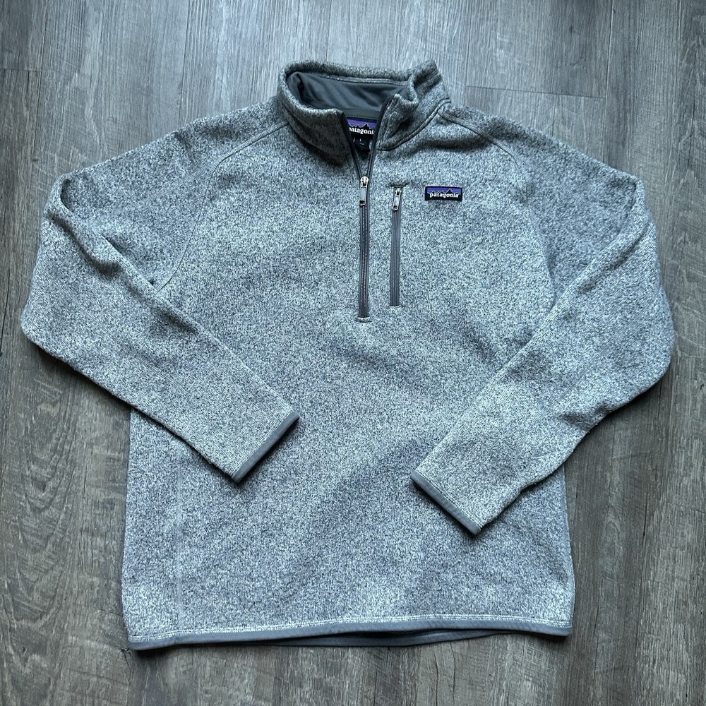 Patagonia Sweater Mens L Gray Better Sweater 1/4 Zip Fleece Pullover Outdoor